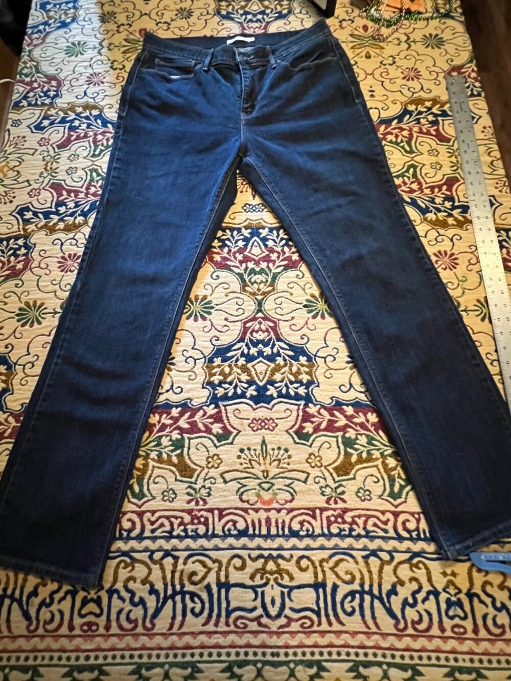 Levi's 525 Jeans Womens 14 Dark Blue Straight Leg Perfect Waist Dark Wash
